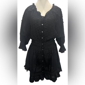 LOVE SAM boutique black eyelet mini dress | size small | boho chic! retails $225